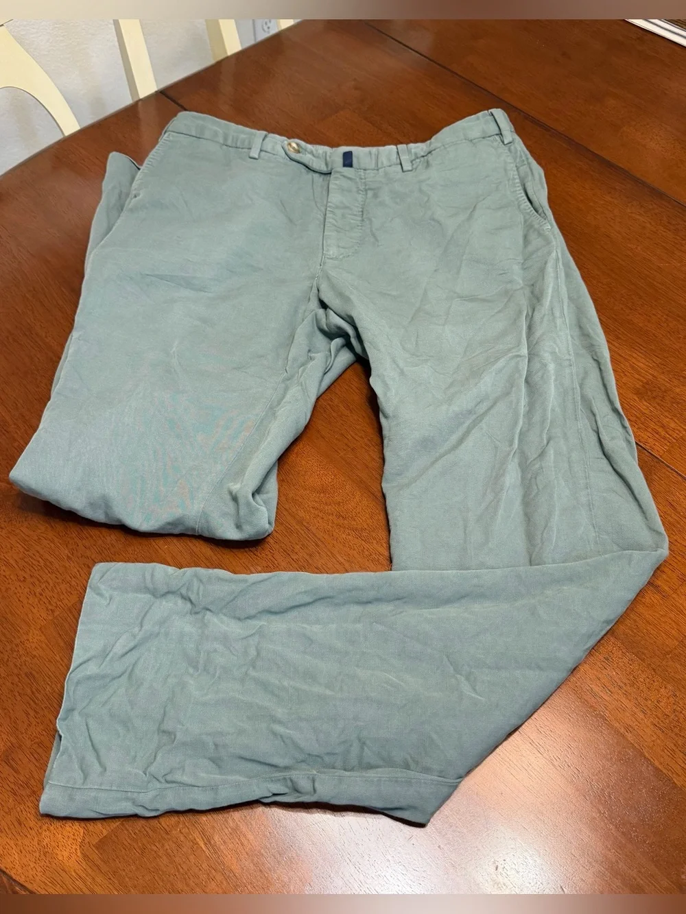 Incotex Slowear Chinolino Mens Green Linen Cotton Trousers Chino Pants 34x32